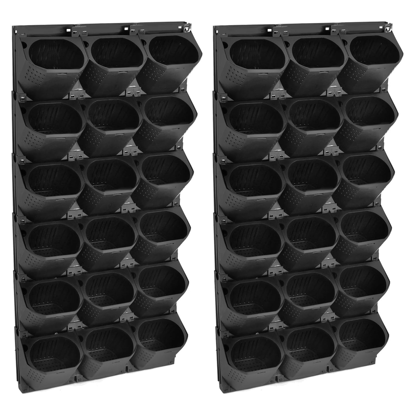 kunghei 36-Pot Wall Mounted Planter – Vertical Wall Planter with Water Storage Layer, Stackable Flower Pot Holder for Indoor Outdoor Garden Balcony (12 * 3-Pot) (Black)