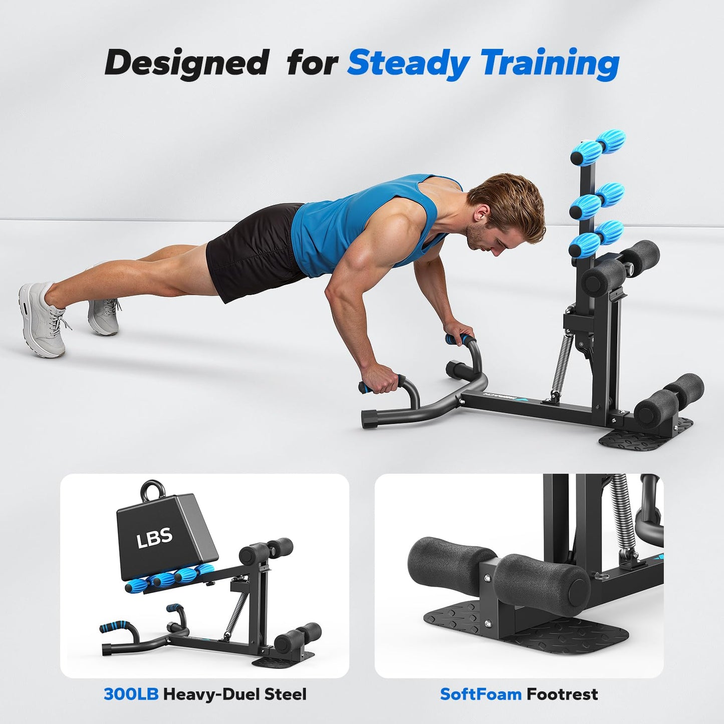 MERACH Deep Squat Machine for Women, Adjustable Glutes Trainer Machine, Core & Leg Exercise, Push Up Workout Equipment at Home Gym(Blue)