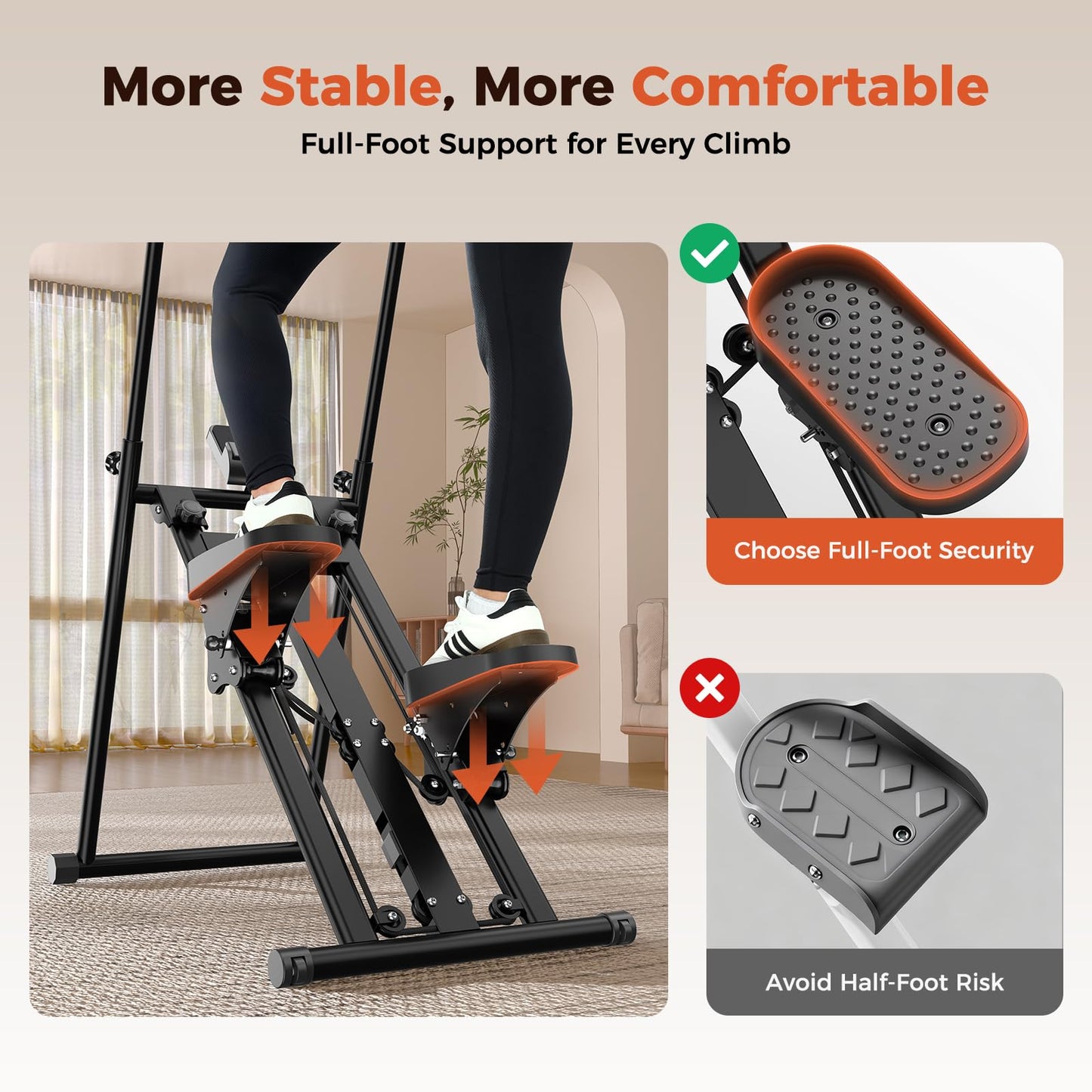 Sportneer Foldable Stair Stepper for Home Gym, Adjustable Resistance, Vertical Climber with Handlebar, Extended Step Range for Full-Body Workouts with 440lbs Weight Capacity Black