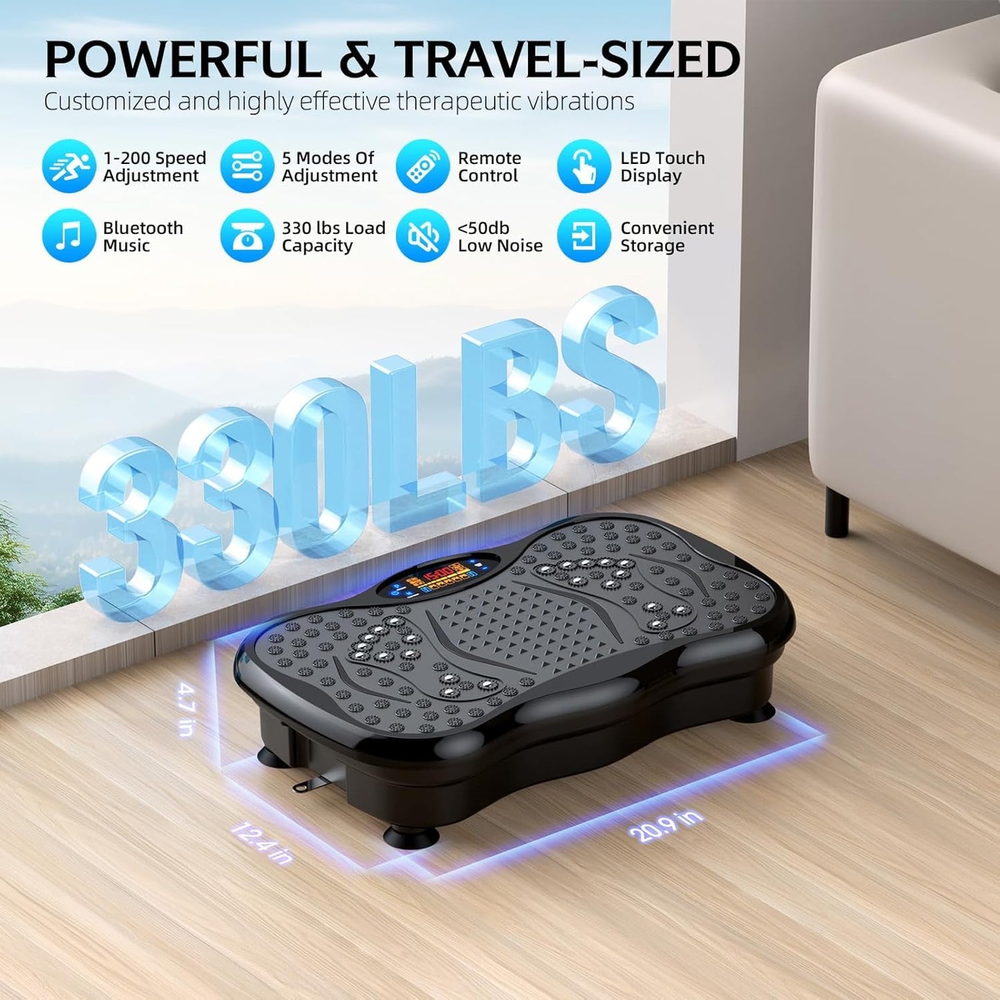 GMCXAX Vibration Plate Exercise Machine, Lymphatic Drainage Machine for Weight Loss, Lymphatic Drainage & Muscle Recovery, Multiple Speeds with Bluetooth & Remote, Max User Weight 330lbs, PureBlack