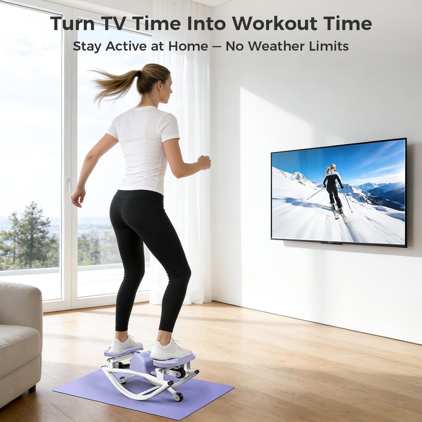 Rock Stepper Side to Side Low Impact Stair Stepper, Side Steppers for Exercise at Home with Resistance Bands & Non-Slip Mat – Exercise Step Balance Board Workout Equipment for Apartment & Living Room