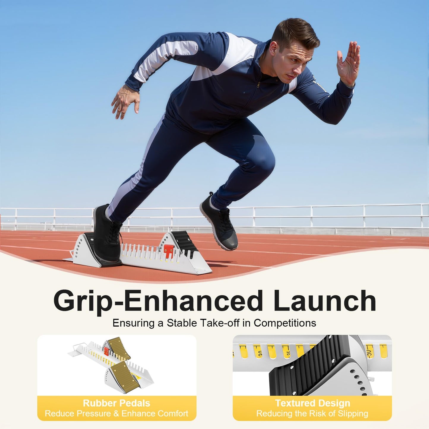 Unndysrt 6 Adjustable Angle Aluminum Starting Blocks, Athletics Starting Block Track and Field, Multi-Function Sprinter Pedals for Plastic Runway Cinder Track
