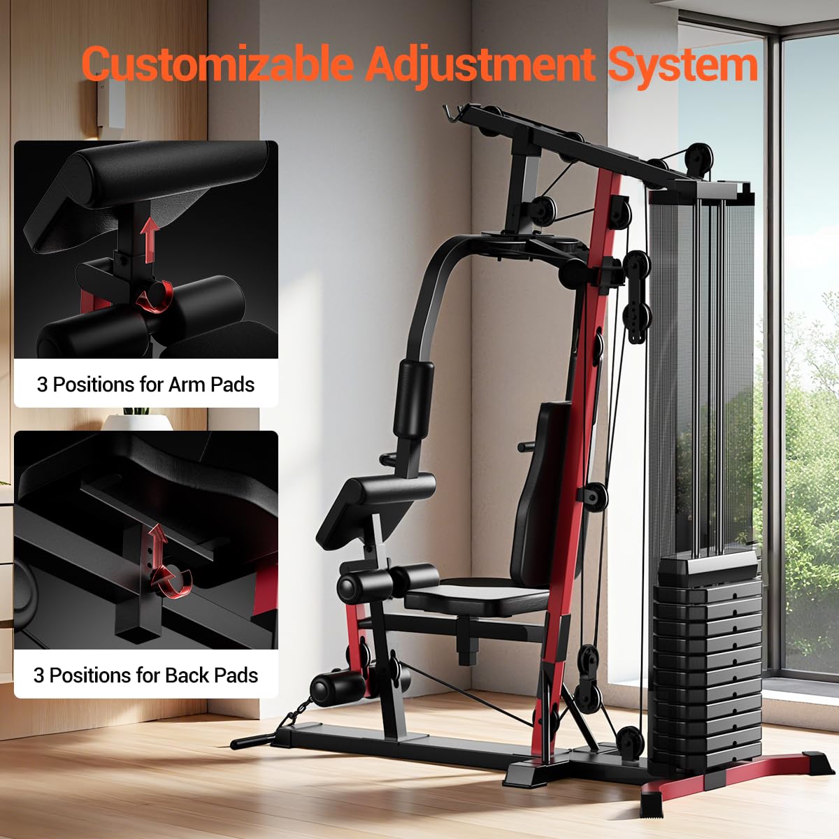 Home Gym System with 160LB Weight Stack, Multifunctional All-in-One Workout Station, Full Body Strength Training System