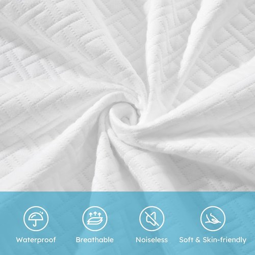 Cozymaker Waterproof Mattress Protector - Cooling Fitted Cover, Soft & Breathable, Fits 8-21" Deep Pocket