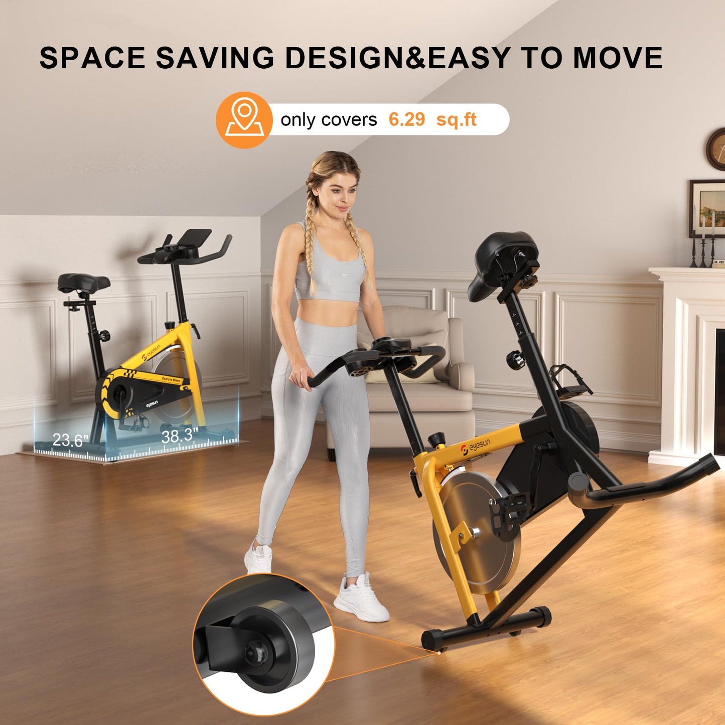 Exercise Bikes for Home,Indoor Cycling Bike with Adjustable Friction,Brake Pad Resistance Silent Belt Drive,330lbs Weight Capacity &Upgraded Version Seat for Home Cardio&Weight Loss(Classical Exercise Bikes Plus)