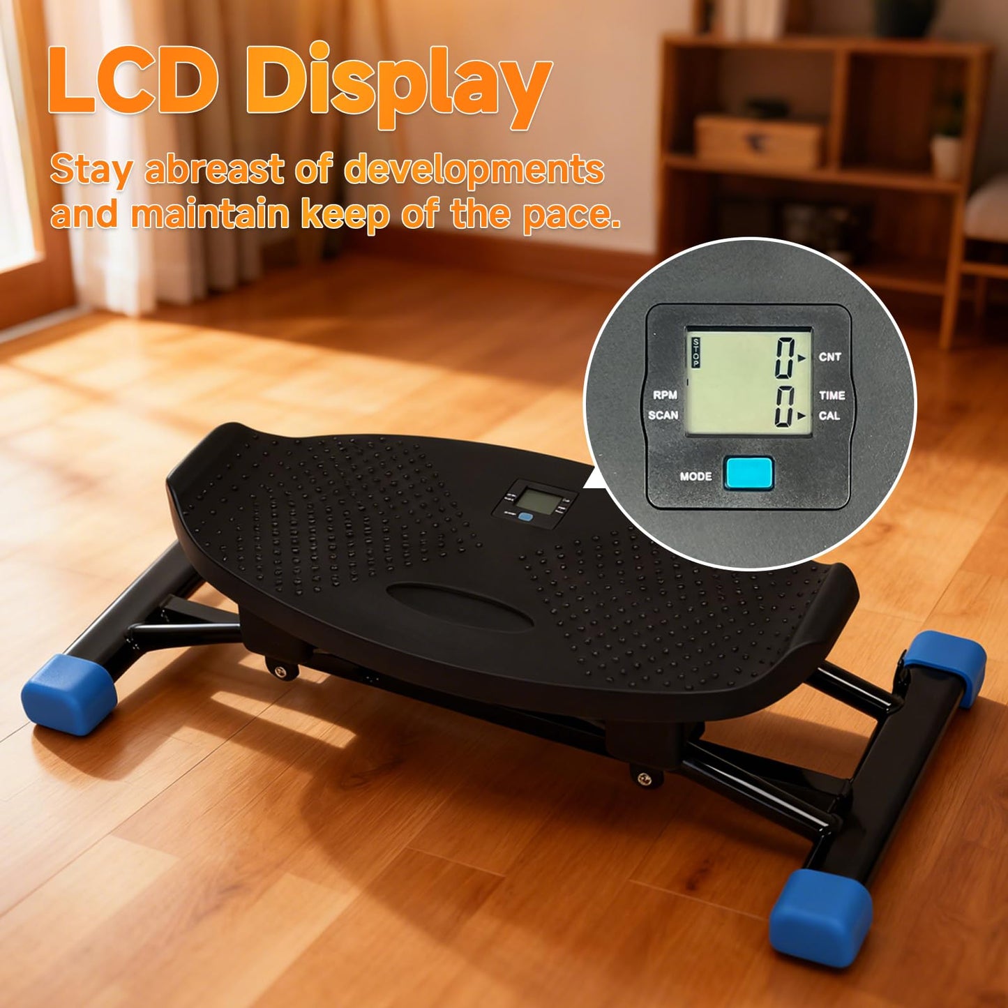 JOBUR Balance Trainer Simulated Ski Machine Resistance-Based Aerobic Treadmill Portable Stepper Carries 300 pounds Silent Full-Body Exercise Machine with LED Display.