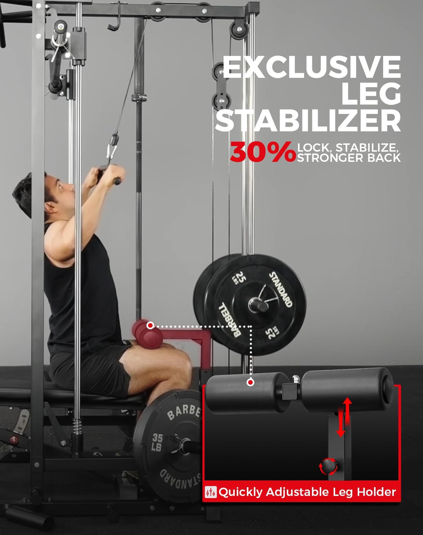 Mikolo Smith Machine Home Gym Power Cage (1:1 Ratio Strength Trainer) (Space Saving Design) (with 8 Free Attachments) Squat Rack for Full Body Training