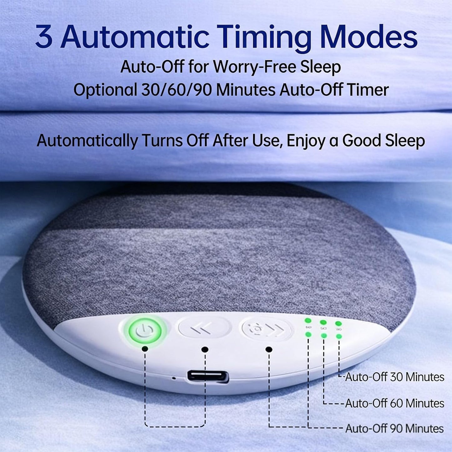 2026 1Pcs-Round) Upgrade Pillow Speaker for Sleeping, Sleep Speaker Under Pillow Bluetooth with White Noise, Dual-Mode