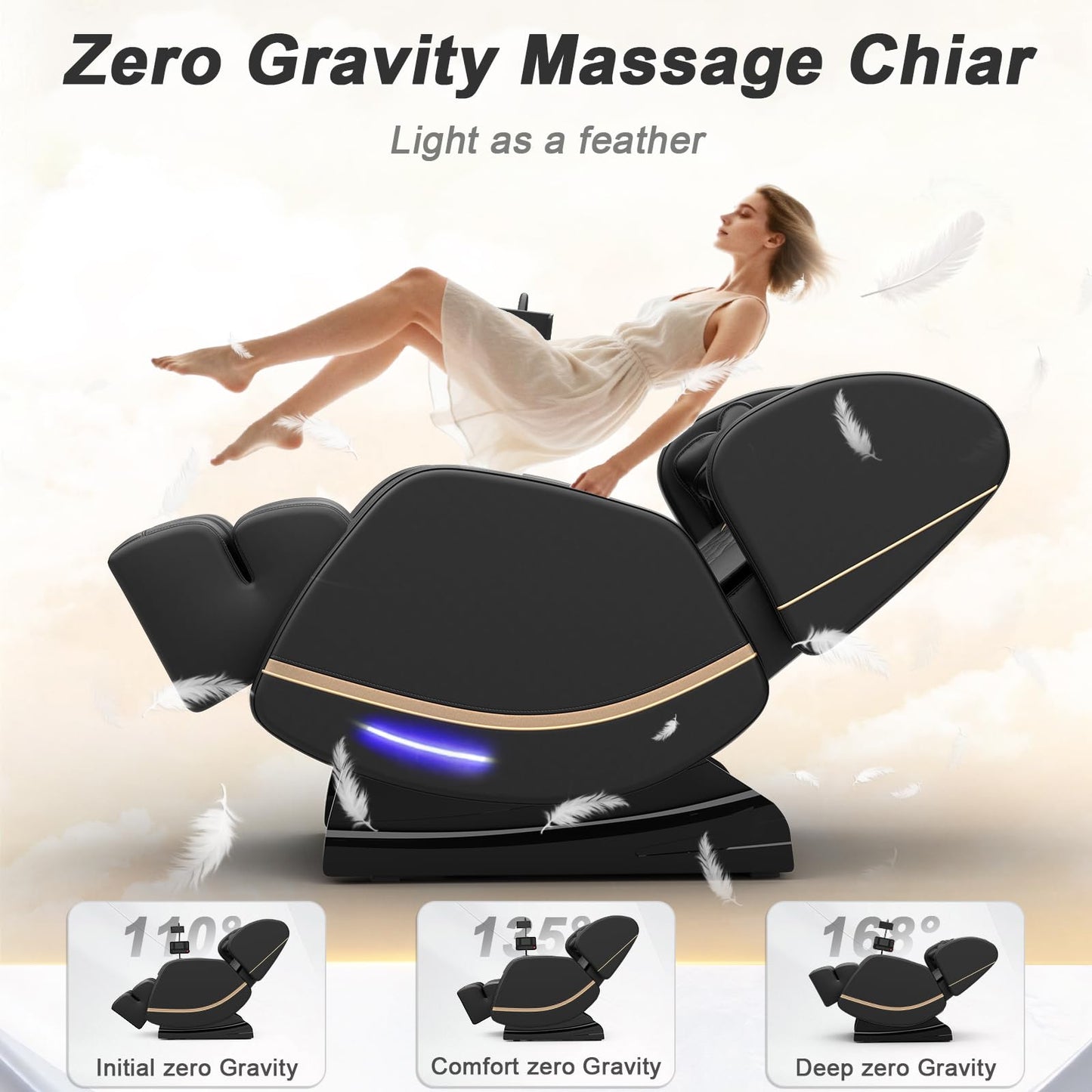Megashock SL Track 2026 Massage Chair Full Body, Zero Gravity Massage Chair with Back Heat, 12 Fixed Rollers, Foot Massage, Airbag Massage and Bluetooth Speaker for Home and Office