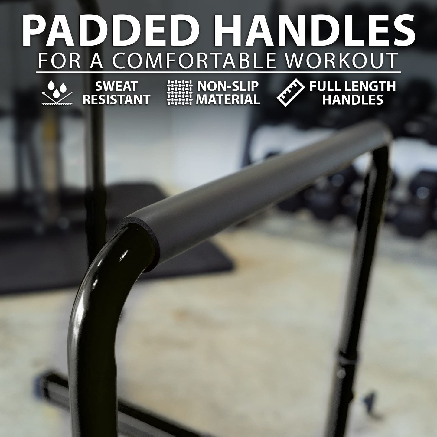 Synergee Dip Bar Black. Adjustable Dip Station from 30” – 39” for Dips, Inverted Pull Ups. Max capacity 400 lbs. Portable Dip Stand for Total Body Workout.