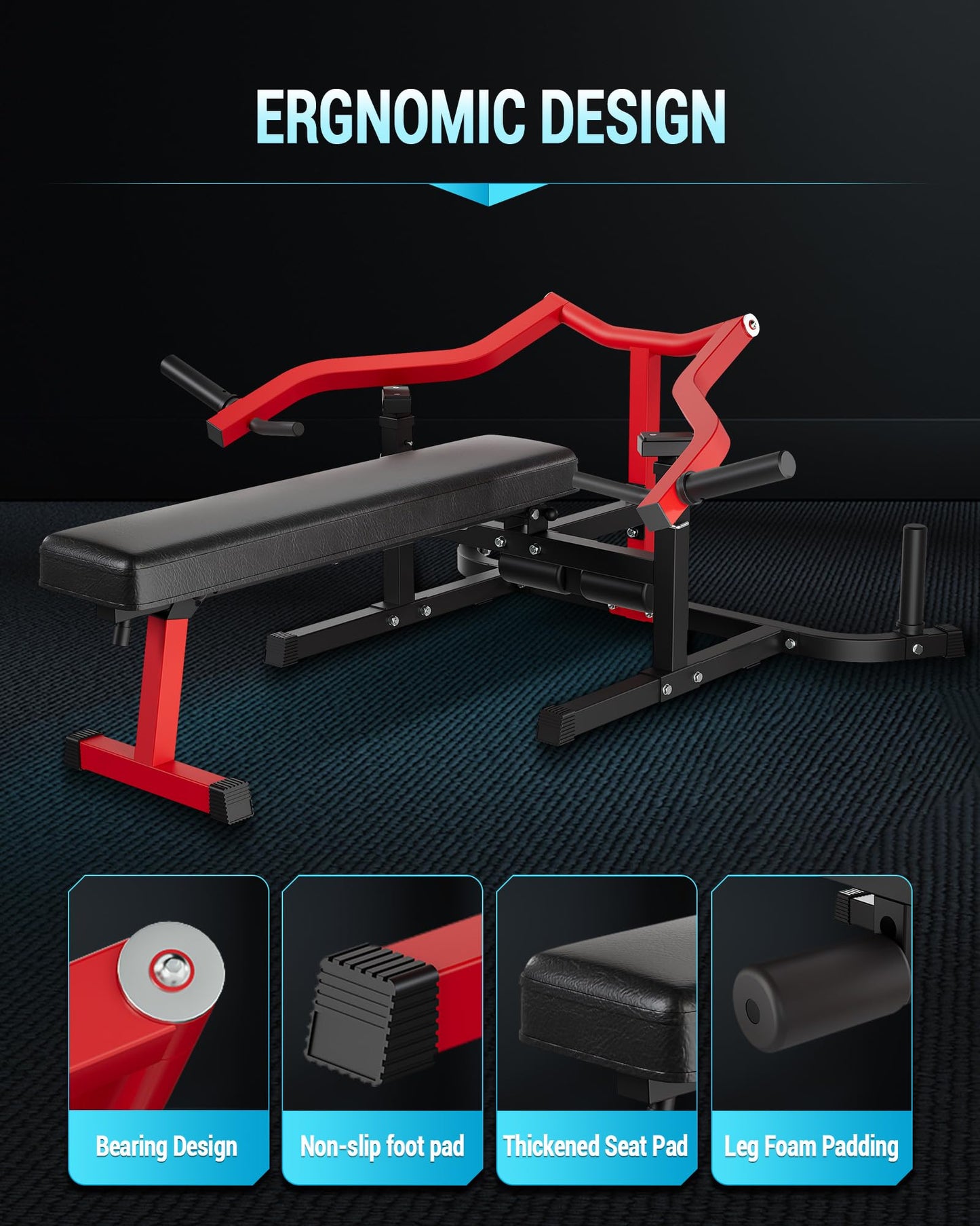 COZONY Versatile 3-in-1 Chest Press Bench – Adjustable Flat/Incline/Decline Strength Machine with Independent Converging Arms, Ideal for Home Gym Full Body Workouts – Red and Black