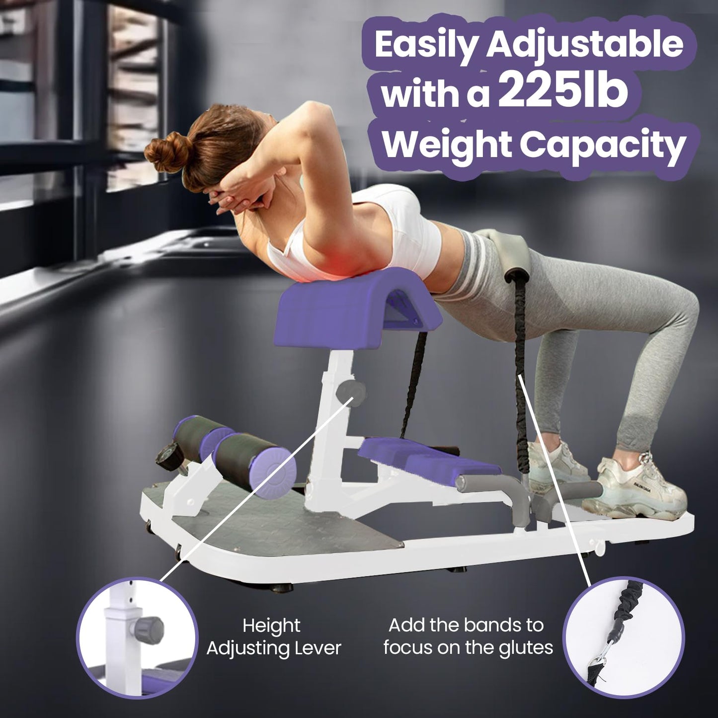 Core Force Glute Blaster - Premium Hip Thrust & Ab Workout Machine for Home Gym with Resistance Bands - Adjustable Squat and Glute Bench for Full-Body Strength