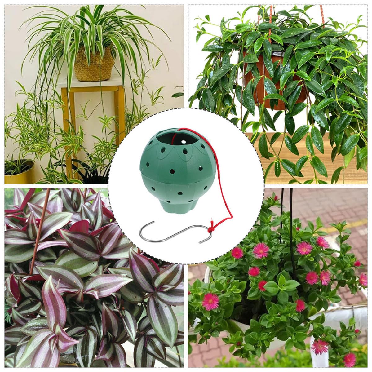 GLEAVI 5pcs Multi-Opening Plastic Hanging Strawberry Planter Pots for Seed Starting and Succulent Growing, Indoor Outdoor Nursery Flower Containers with Drainage for Garden and Patio