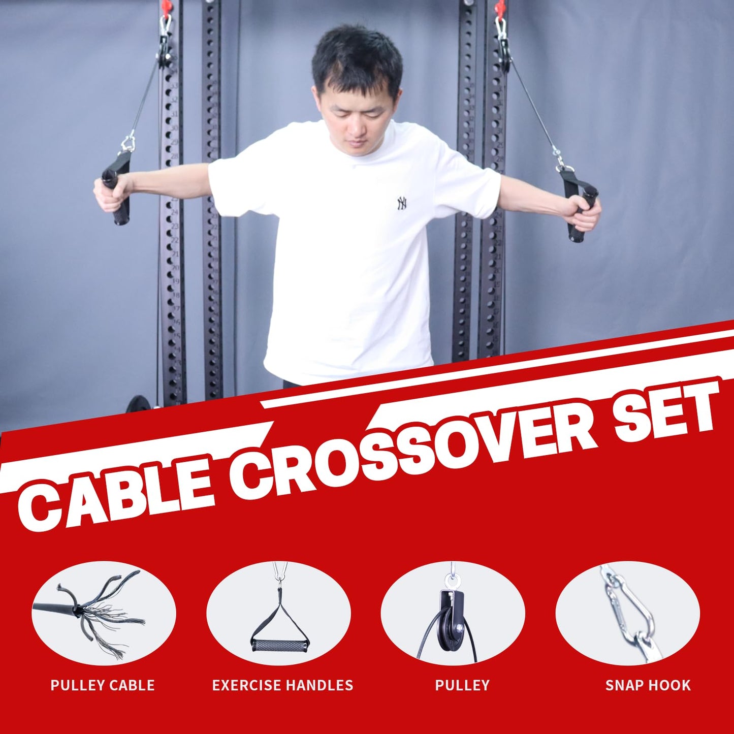 MARLANG Upgrade Smith Machine Attachments for Power Rack Attachment, Cable Machine Attachment for Squat Rack Attachments, Power Rack Pulley Attachments for Cable Crossover LAT Pull Down Squat Set C