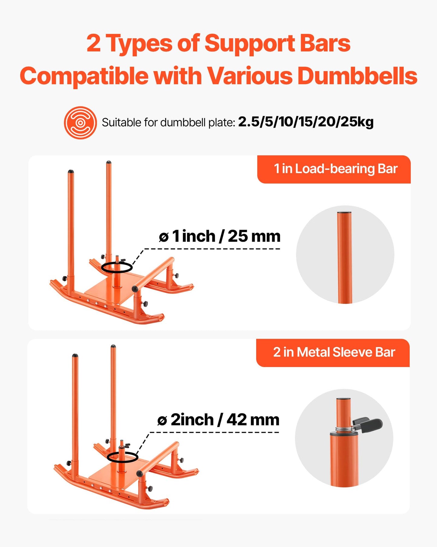 VEVOR Weight Sled, Fitness Strength Training Pull Push Running Sled, Fitness Workout Sled Push Gym Equipment, with Handle, Compatible 1/2 in Weight Plates, Orange, Football Sleds and Chutes