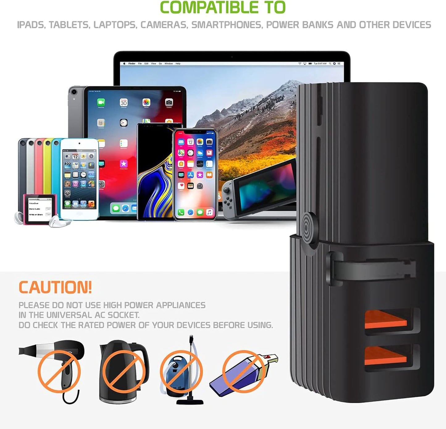 Works For i-mate JAM by Cellet Dual Universal USB Adapter Works for HTC i-Mate JAM for Worldwide Power and Travel