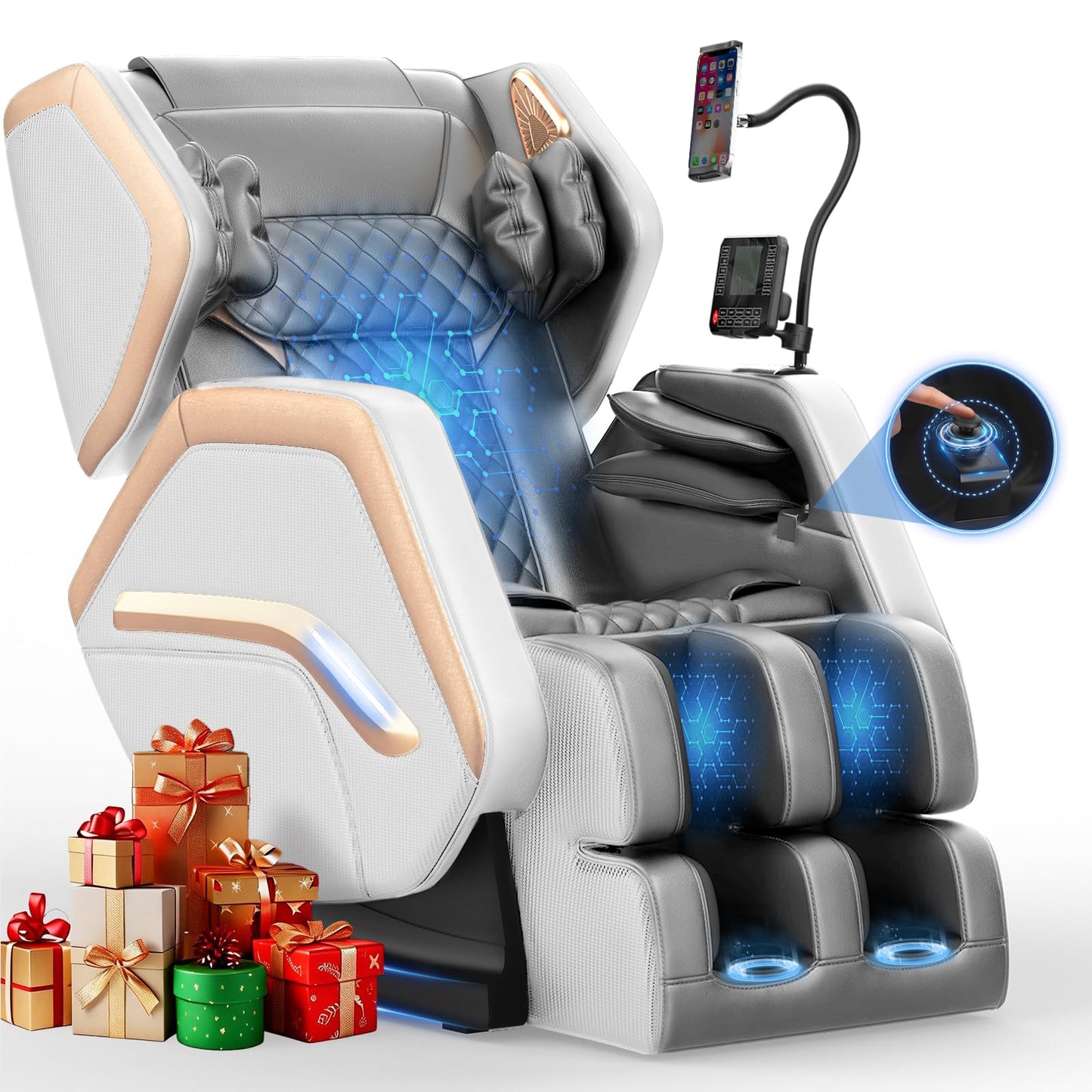 NAGLIFOR Massage Chair Full Body, Zero Gravity Massage Chair 2026 for Back Fatigue with 10 Fixed Rollers, Heating, Airbags, Phone Controller, Bluetooth Speaker, Nightlights for Living Room, Bedroom