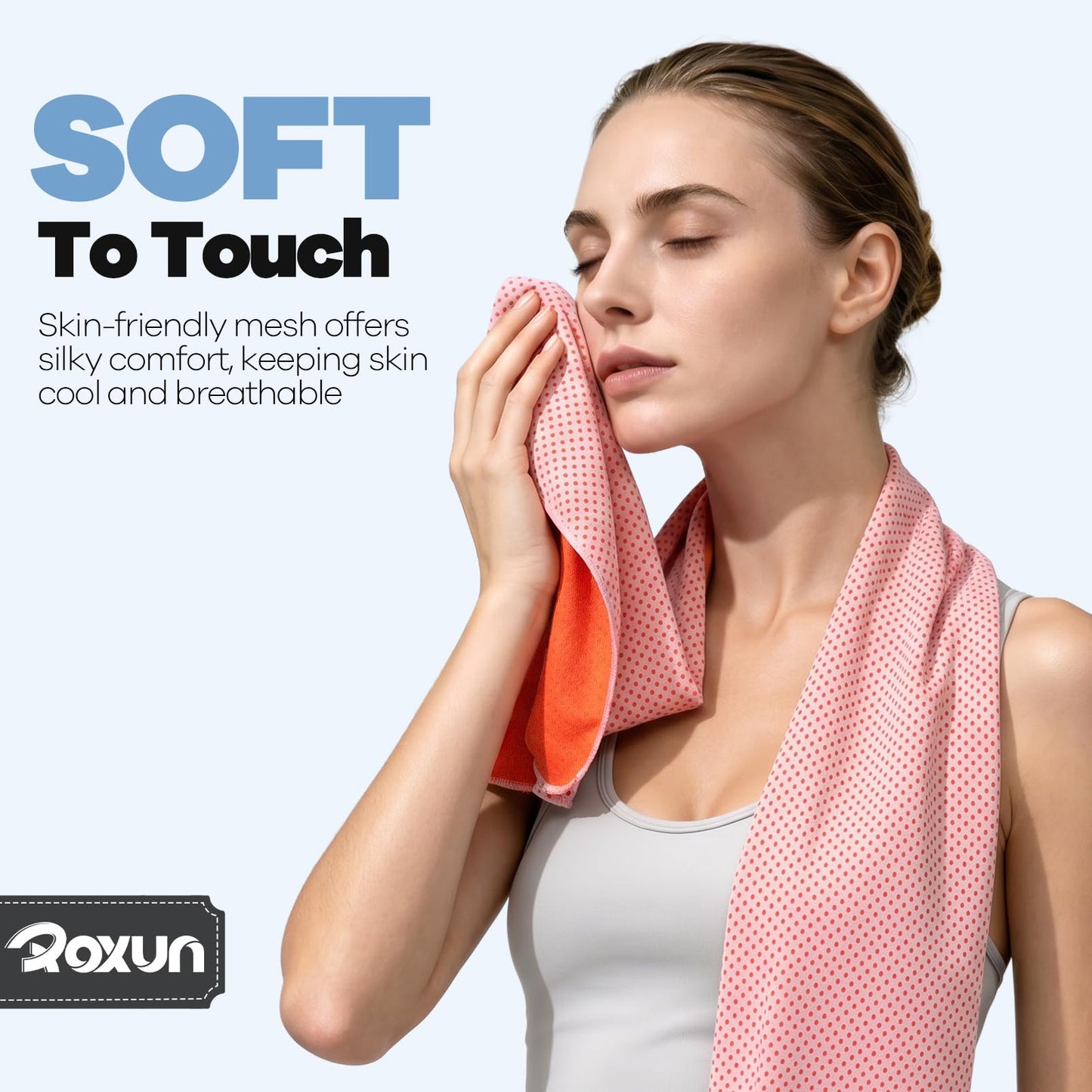 ROXUN 4 Pack Cooling Towels, 40''x12'' Soft Breathable Chilly Neck Ice Towel for Workout Running Golf Gray+Dark Gray+Pink+Light Pink