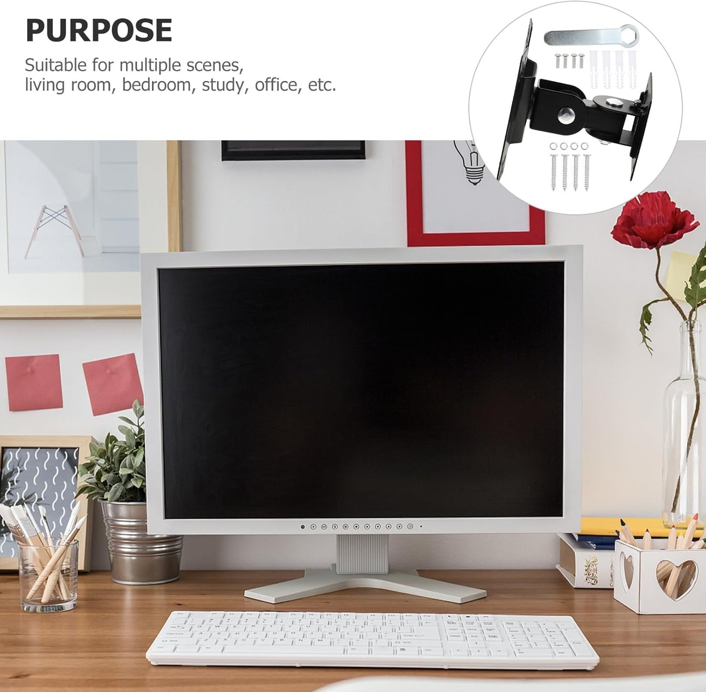 DOITOOL 14-27 Inch Monitor and Tv Wall Mount Bracket Metal Rotatable Display Stand for Home Office Flat Screen Screens