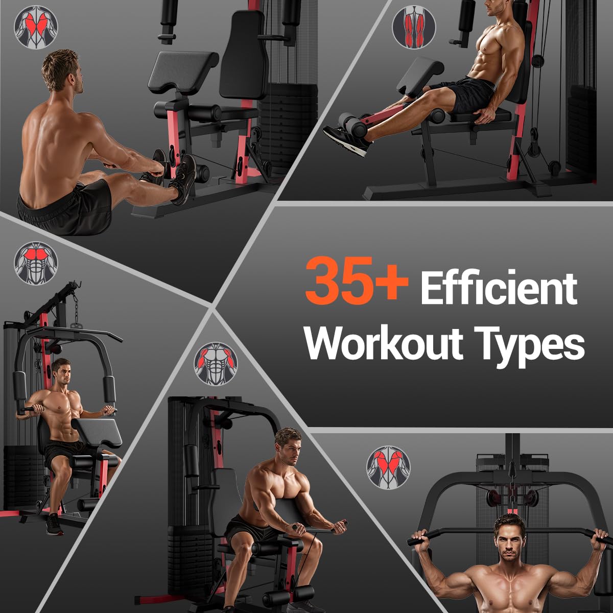 Home Gym System with 160LB Weight Stack, Multifunctional All-in-One Workout Station, Full Body Strength Training System