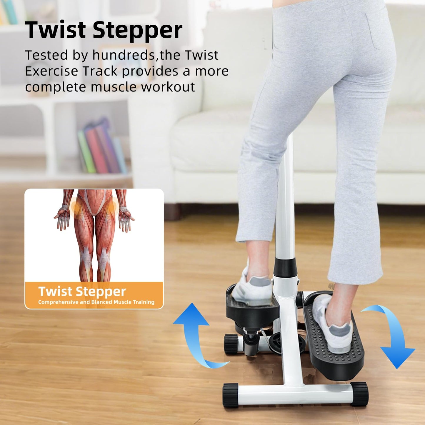 RORALA Twist Stepper with Handlebar,Stair Step Machine for Cardio Workout,Compact Home Exercise Equipment,300LBS MAX Weight Capacity