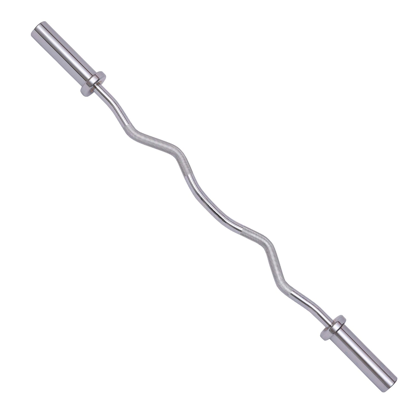 Signature Fitness Powergainz Standard Olympic Super Curl Barbell Curl Bar Threaded Curl Bar, 48 inch, Chrome