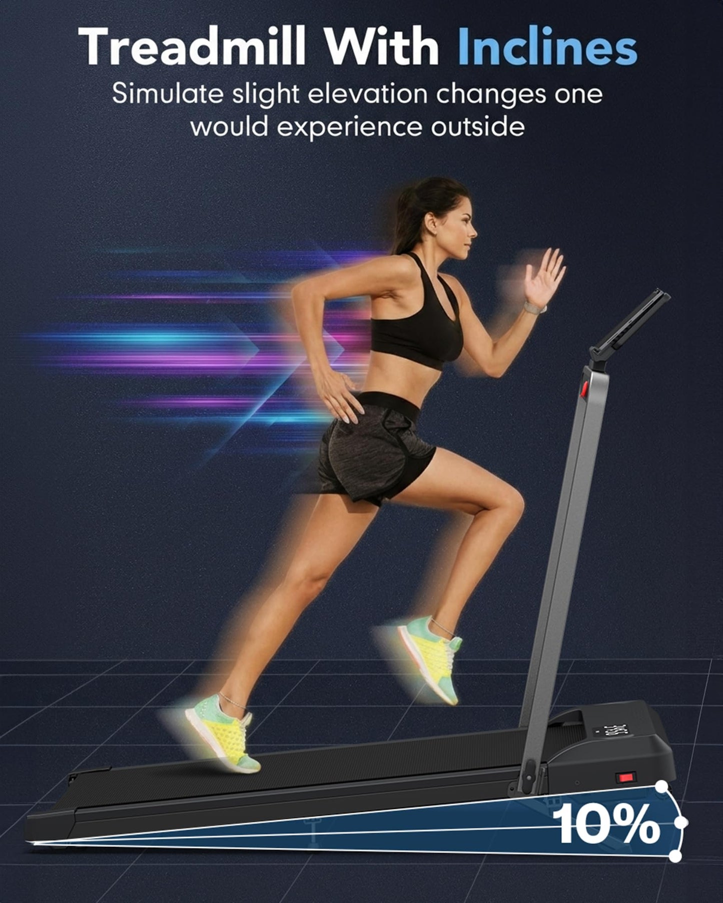 WELLFIT Foldable Treadmills 10% Incline, Under Desk Walking Pad Treadmill with 350LBS Weight Capacity, Portable Treadmill for Home Office with Handle, 3 in 1 Small Treadmill, No Assembly, Easy Storage
