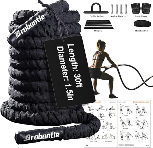 Battle Rope 1/1.26/1.5/2 Inch Diameter,Pink 30FT/40FT/50FT Exercise Workout Ropes for Home Gym Heavy Weighted Training Rope for Working Out