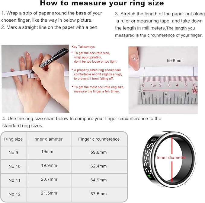 Smart Health Ring with Screen,for Women Men Fitness Tracker with Heart Rate, Blood Oxygen, HRV, Sleep Monitoring, Step Counting, IP68 for iPhone and Android, No Subscription Fee (Gold, 12#)