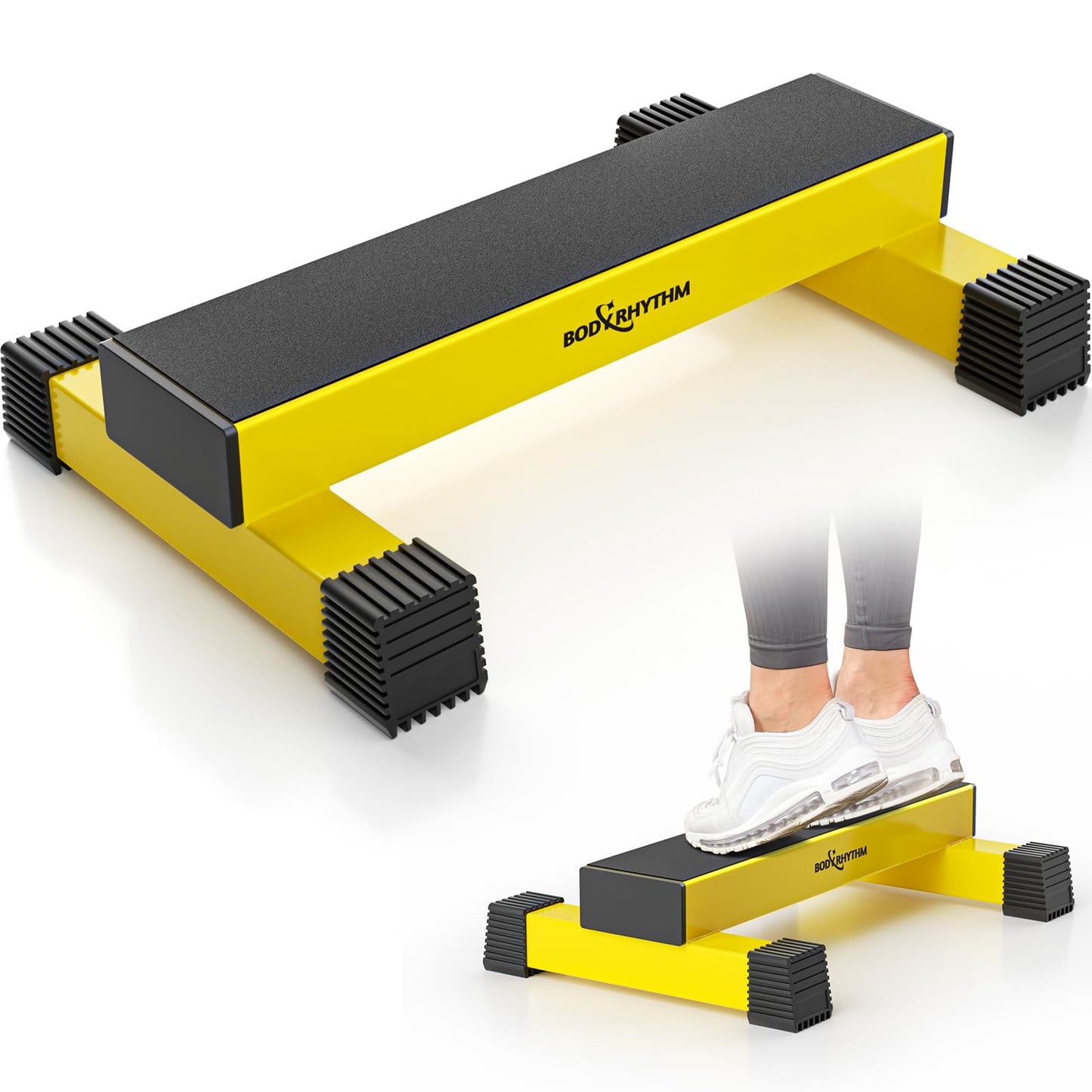 Upgraded Calf Raise Bar for Home Gym Workouts, Standing Calf Raise Machine for Calf Stretching, Squating, Foot Stretching, Anti-Slip Solid Calf Block, Ankle Calf Stretcher. (Yellow)