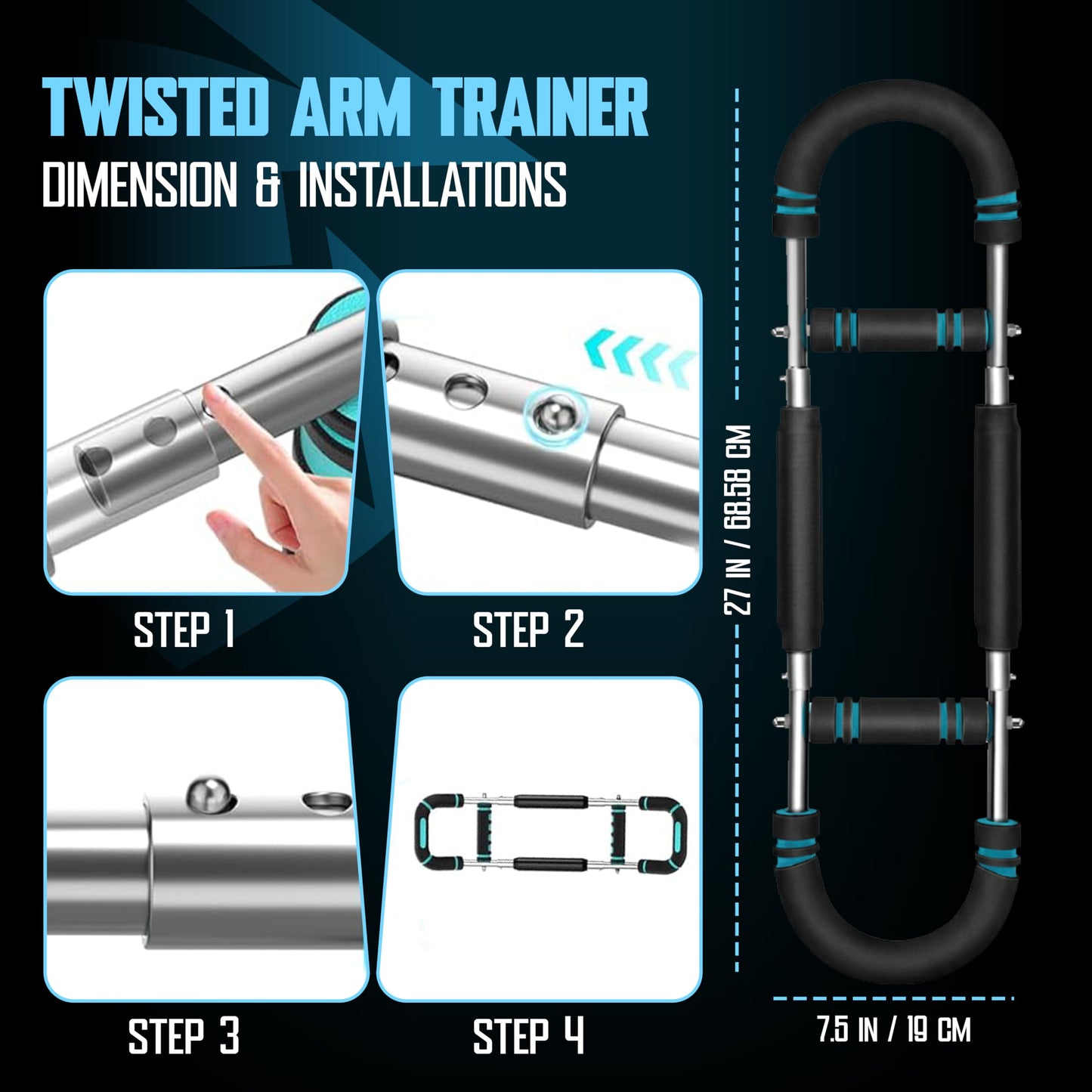 Bodovate Twister Arm Trainer for Men & Women – 30/90LB Adjustable Chest Expander & Arm Strength Trainer, Home Gym Equipment for Body Workout, with 2 Springs, Finger Stretcher & Workout Gloves"
