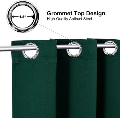 ChrisDowa Small Window Curtains - Grommet Thermal Insulated Room Darkening Panels (Forest Green, 52 x 36 Inch)