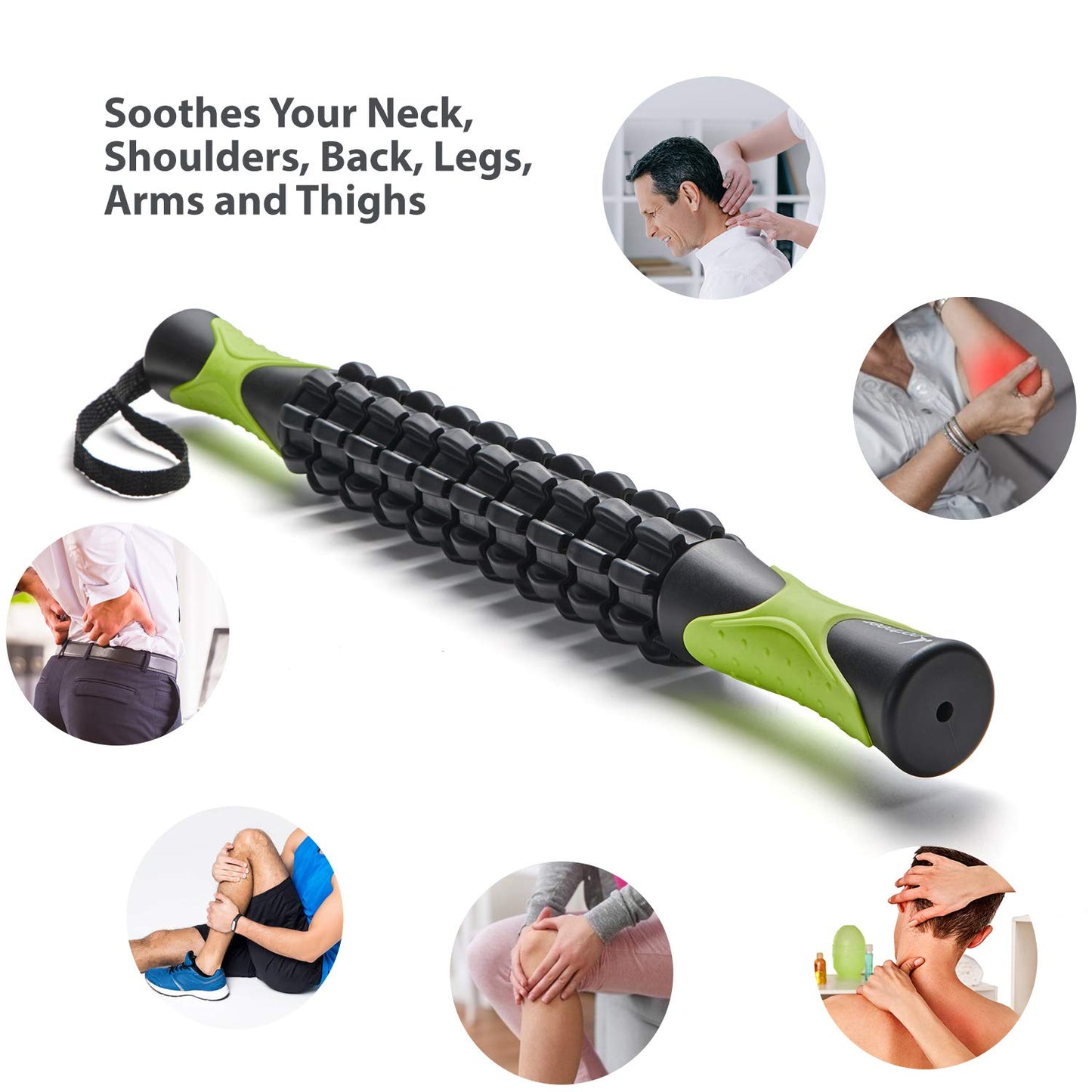 Sportneer Muscle Roller Stick – Deep Tissue Leg & Back Massager for Athletes, Relieves Soreness, Cramps & Tight Muscles – Upgraded Black