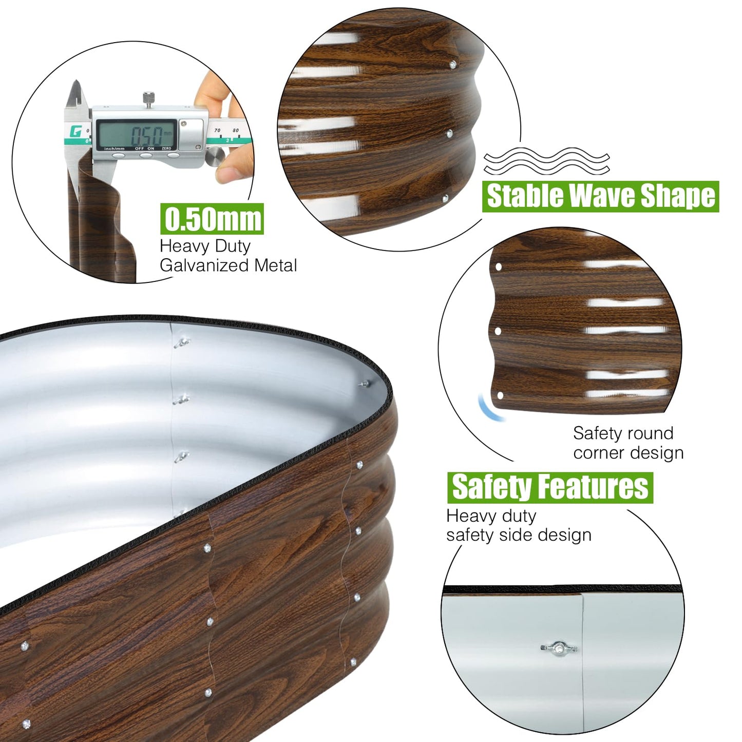 SnugNiture Galvanized Raised Garden Bed, 4x2x1ft Oval Metal Planter Box for Planting Outdoor Plants Vegetables