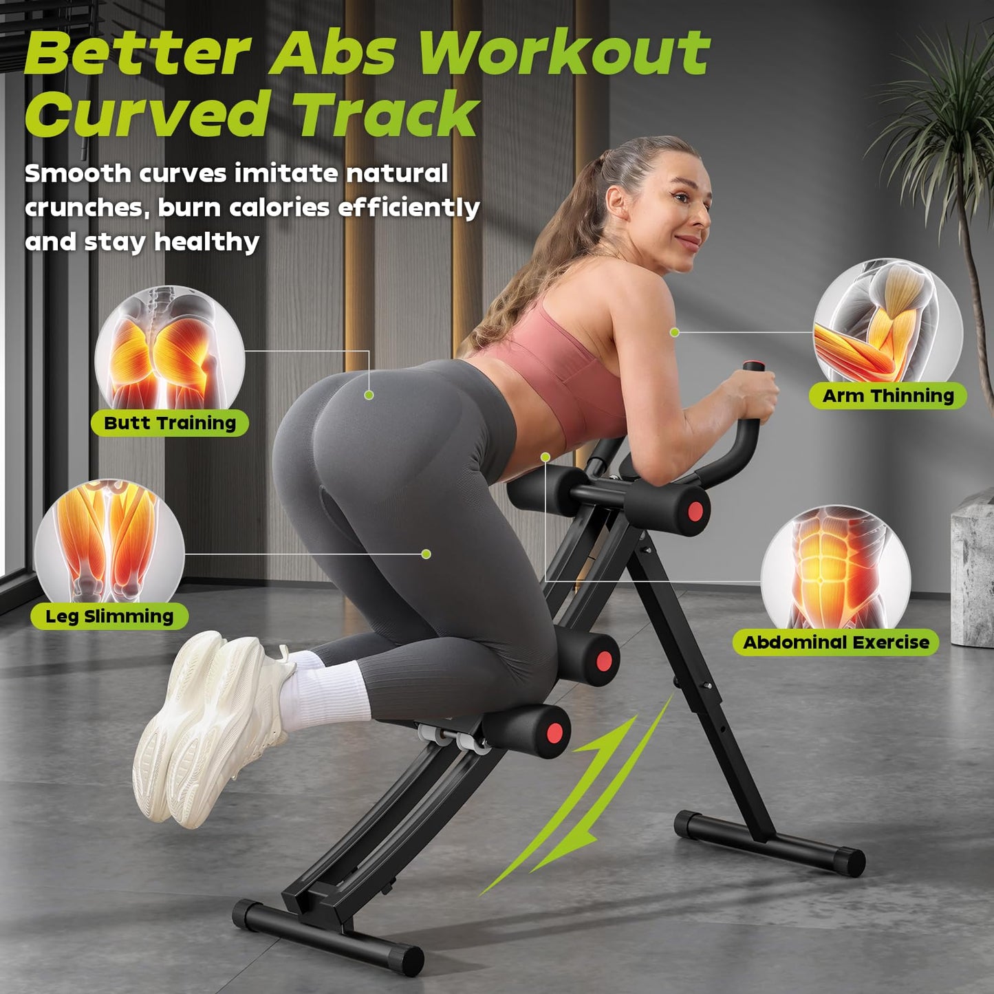 BODY RHYTHM Dual-Track Ab Machine with 4 Adjustable Heights, Foldable Core & Abdominal Exercise Machine, Total AB Workout Equipment for Home Gym, Ab Women Exercise Fitnes Trainer. (Black)
