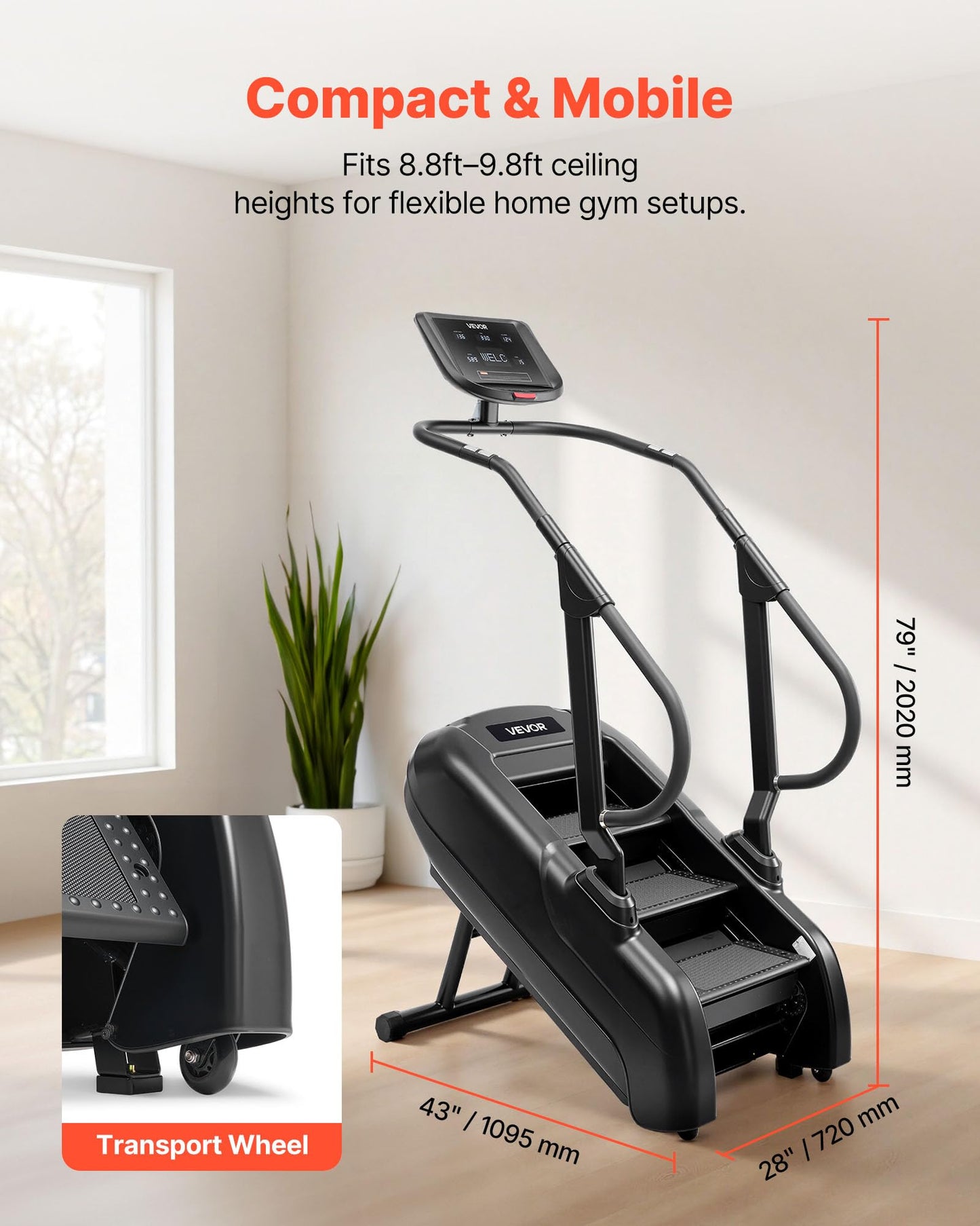 VEVOR Stair Stepper Machine, LED Screen Continuous Climbing Machines, Max Load 330 Lbs Stepping Climber for Home, 15 Speed Levels 28-168 Steps/Minute Stepmill Exercise for Cardio Lower Body