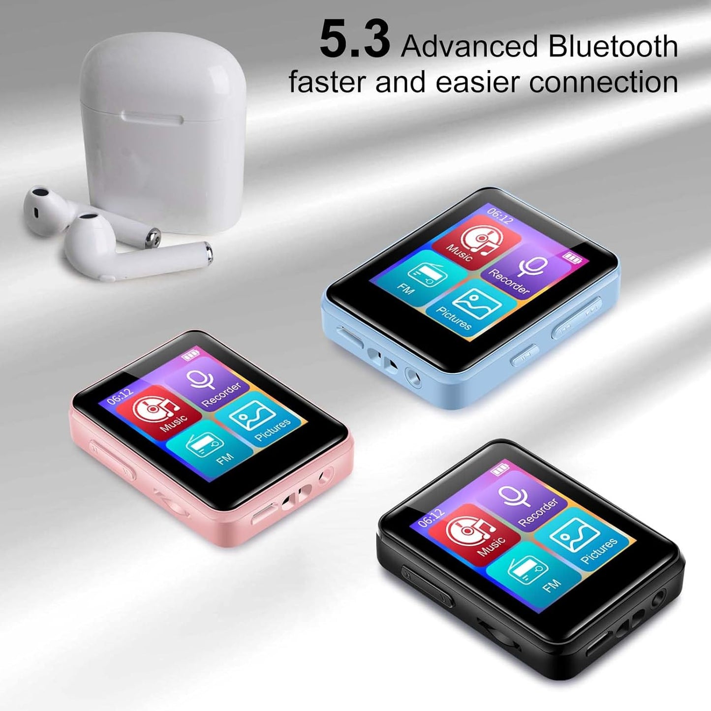 woolynew MP3 1.8 inch MP3 512GB, 64GB Music Player, Screen Portable HiFi Player Expandable to with Bluetooth, FM Radio