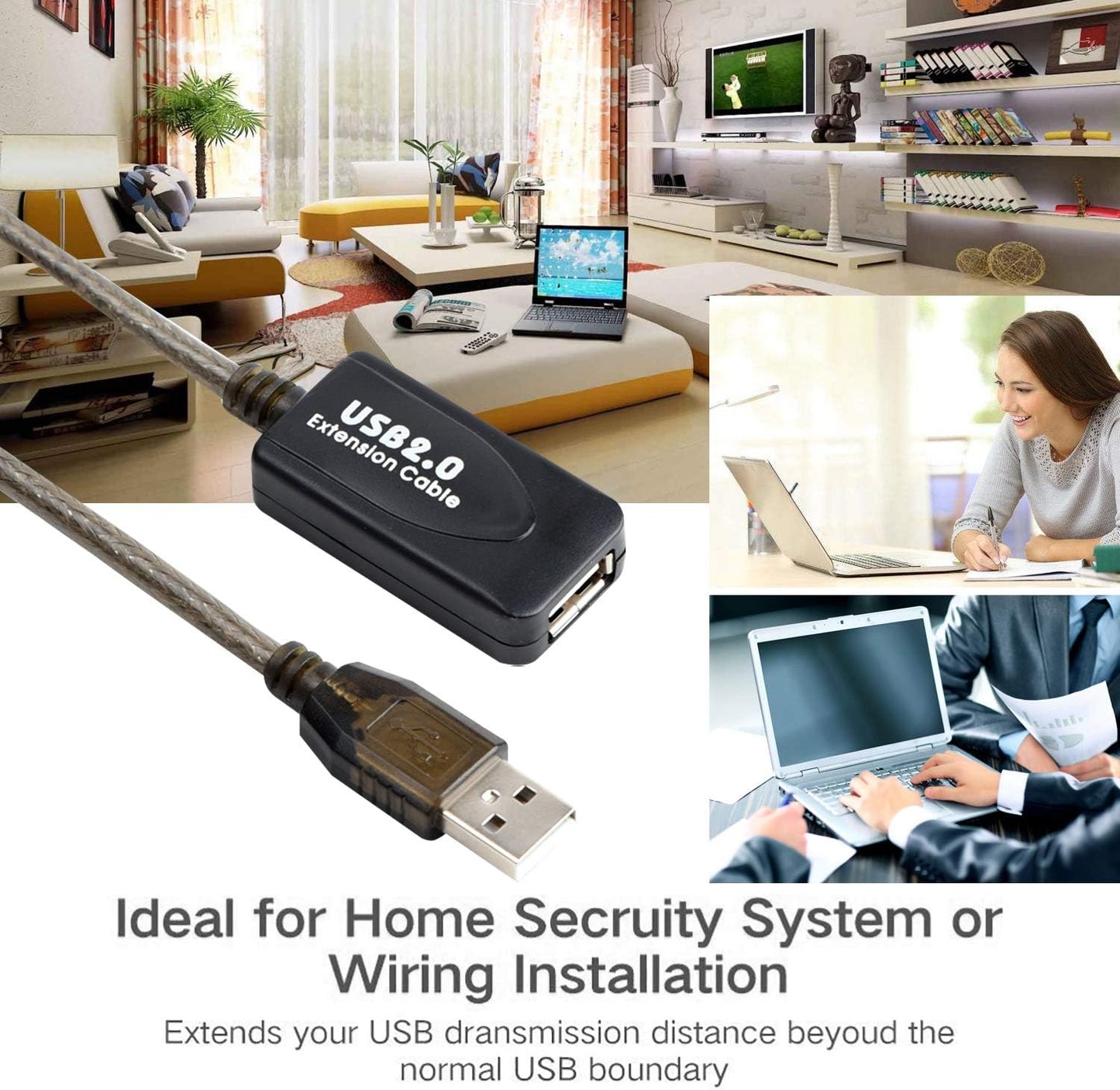 LDKCOK 2.0 30ft, 480 (30FT-10M) USB Type A Male to A Female Active Repeater Extension Cable High Speed Mbps