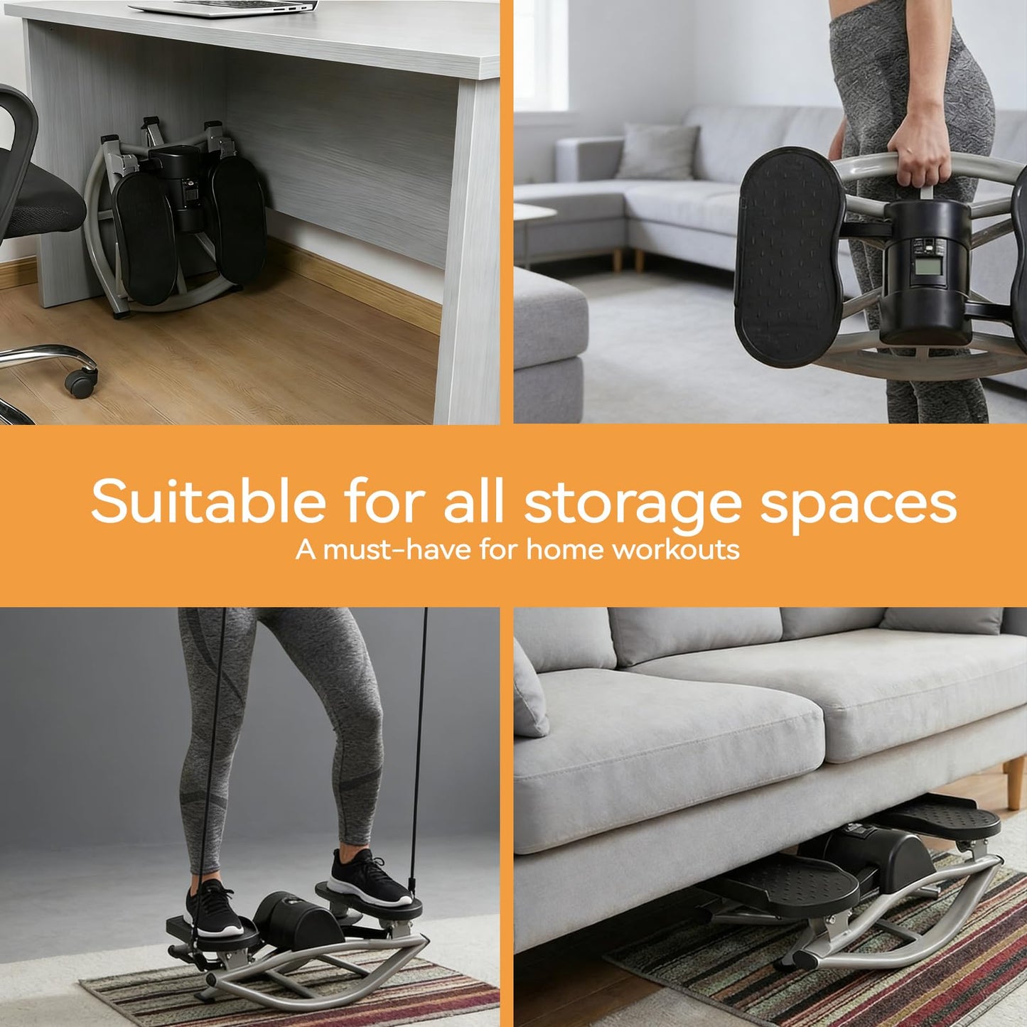 Rock Stepper with Resistance Bands - Ultra-Quiet Hydraulic Lateral Stepper, Fully Assembled Side to Side Step Rocker for Home Office, 250LBS Capacity