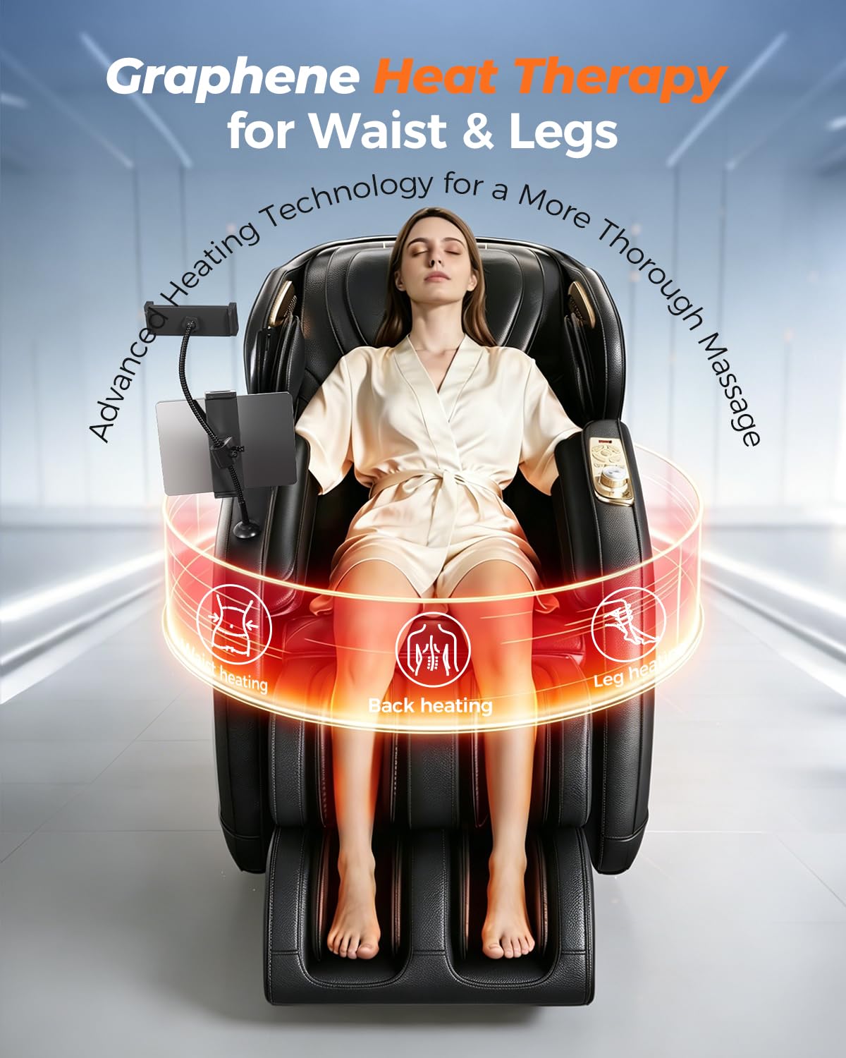 HaiyoHBED 2026 Massage Chair Full Body, PU Leather Zero Gravity Heated Back Foot Hand Massage Recliner Chairs, Office, Portable, Living Room Furniture, AI Voice Control - Black