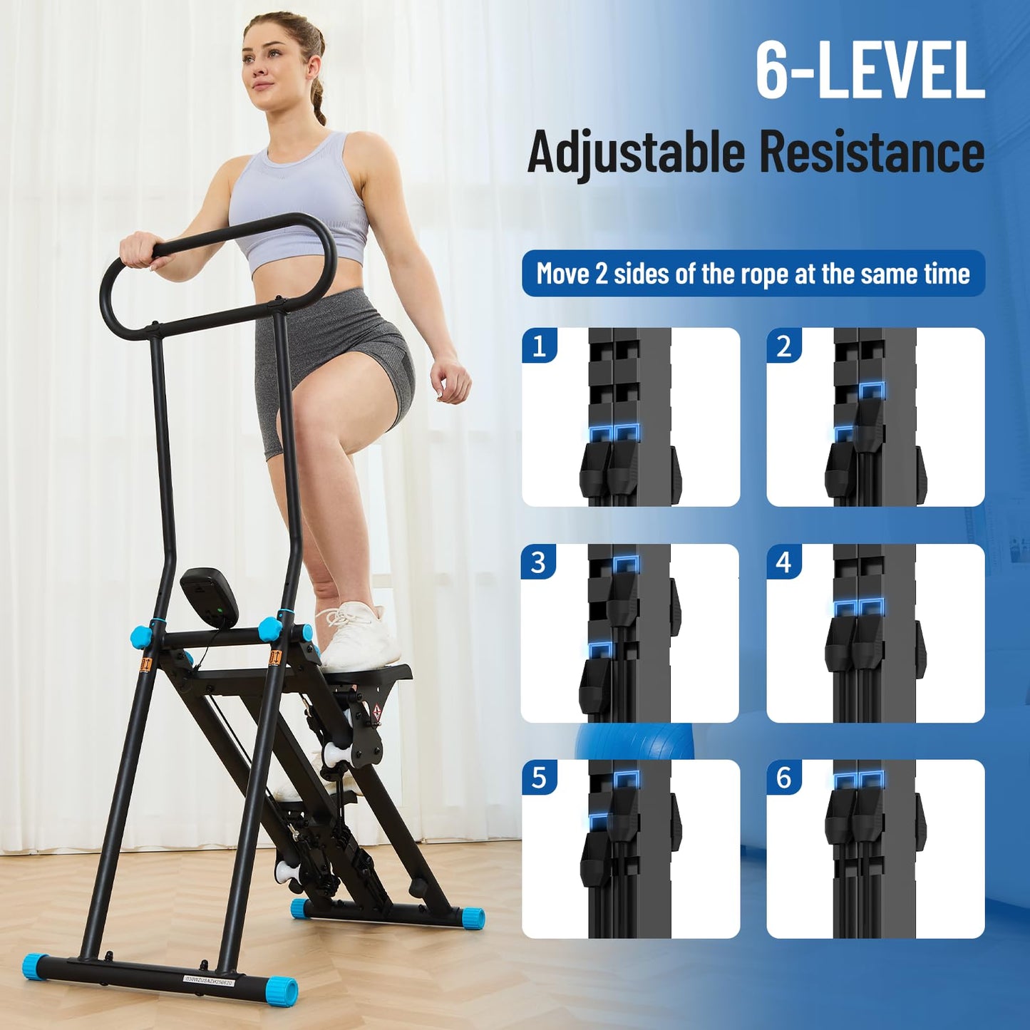 HXD-ERGO Stair Stepper for Home, 6 Adjustable Resistance Vertical Climber Cardio Exercise Machine, Folding Stair Climber for Full Body Workout with Adjustable Handlebar