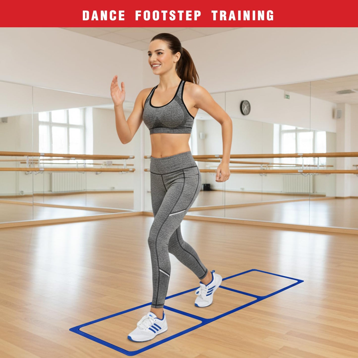 One-Piece Silicone Agile Ladder 1 PC Suitable for Sports & Fitness Step Training Soccer Footwork practice Street Dance Step Training Auxiliary Kit for Various Indoor and Outdoor Floor Areas (Blue)