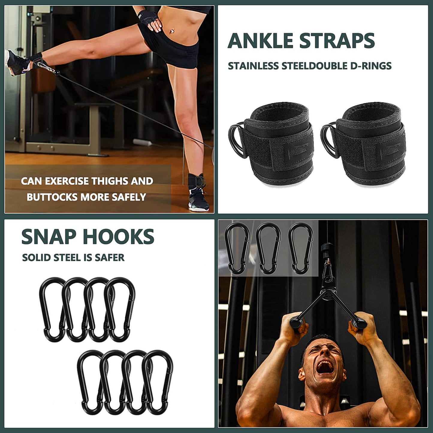 WNOEY Cable Machine Attachment, Cable Attachments for Gym, Gym Cable Attachments, Cable Machine Attachments Set