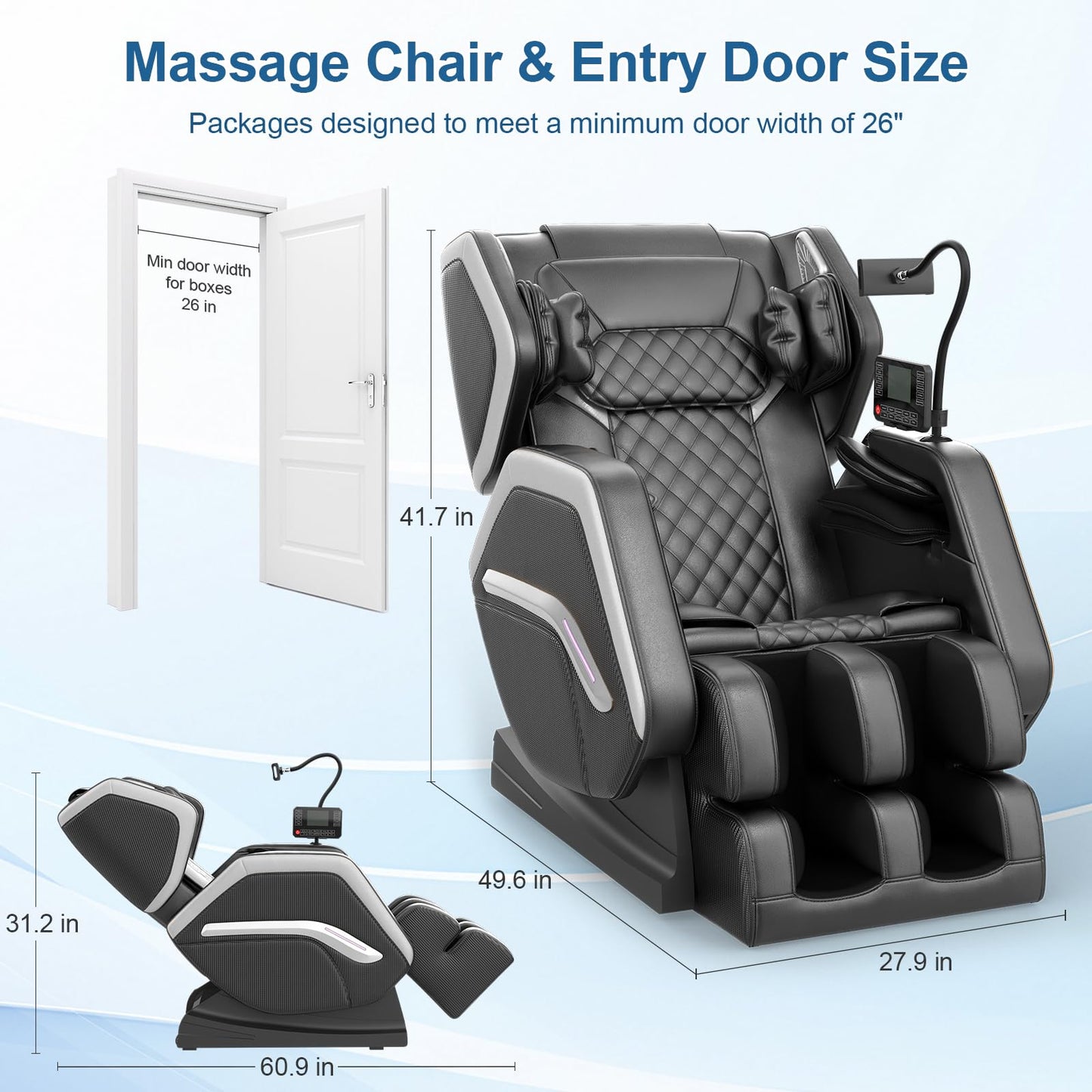 NAGLIFOR Massage Chair Full Body, Zero Gravity Massage Chair 2026 for Back Fatigue with 10 Fixed Rollers, Heating, Airbags, Phone Controller, Bluetooth Speaker, Nightlights for Living Room, Bedroom