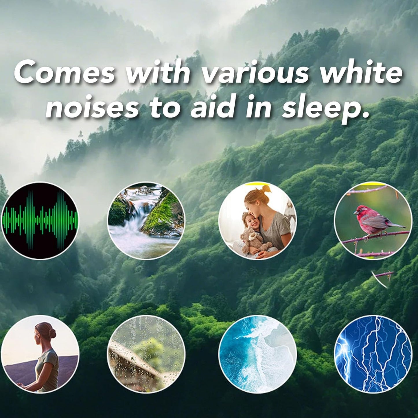 30 60 Portable Sleep Speaker, Bluetooth Pillow Speakers with White Noise, HiFi Stereo, Dual Timer Min, Under Pillow