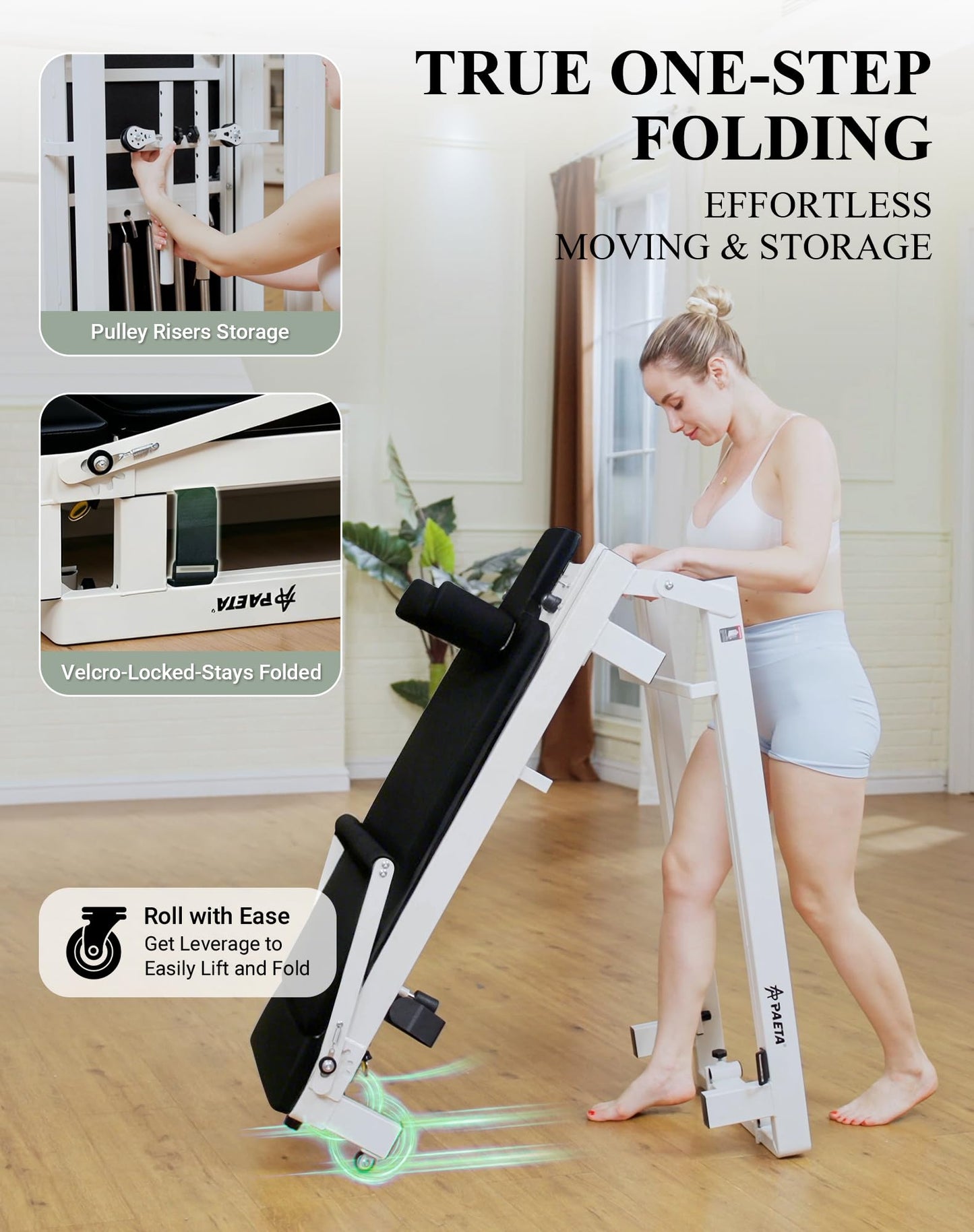 PAETA Pilates Reformer, 86" Foldable Reformer Pilates Machine for Home Use, with Dual Resistance- Springs and Cords, Pilates Equipment for Home Workouts with Jump Board, Up to 400 LBS, Black