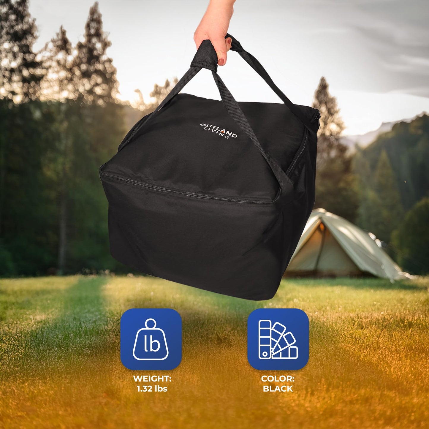 Outland Living Firecube Carry Bag - Fits Outland Living 14” Square Portable Propane Firecube Fire Pit – UV and Weather Resistant – Sturdy Grips for Easy Transport