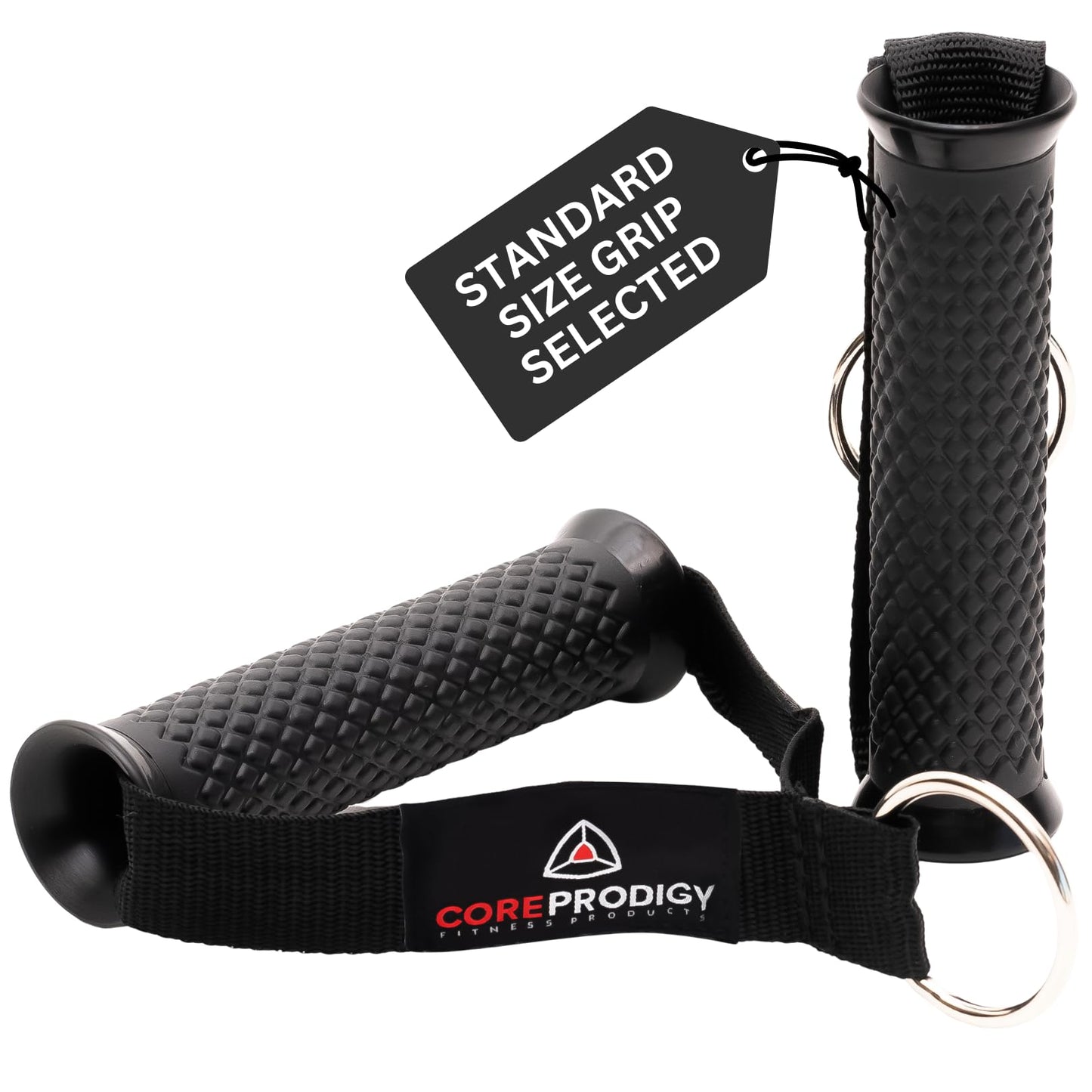 Core Prodigy Heavy Duty Exercise Handles - Grip Attachments for Cable Machine Pulleys, Gym Equipment, Resistance Bands, and Weight Lifting (Standard)