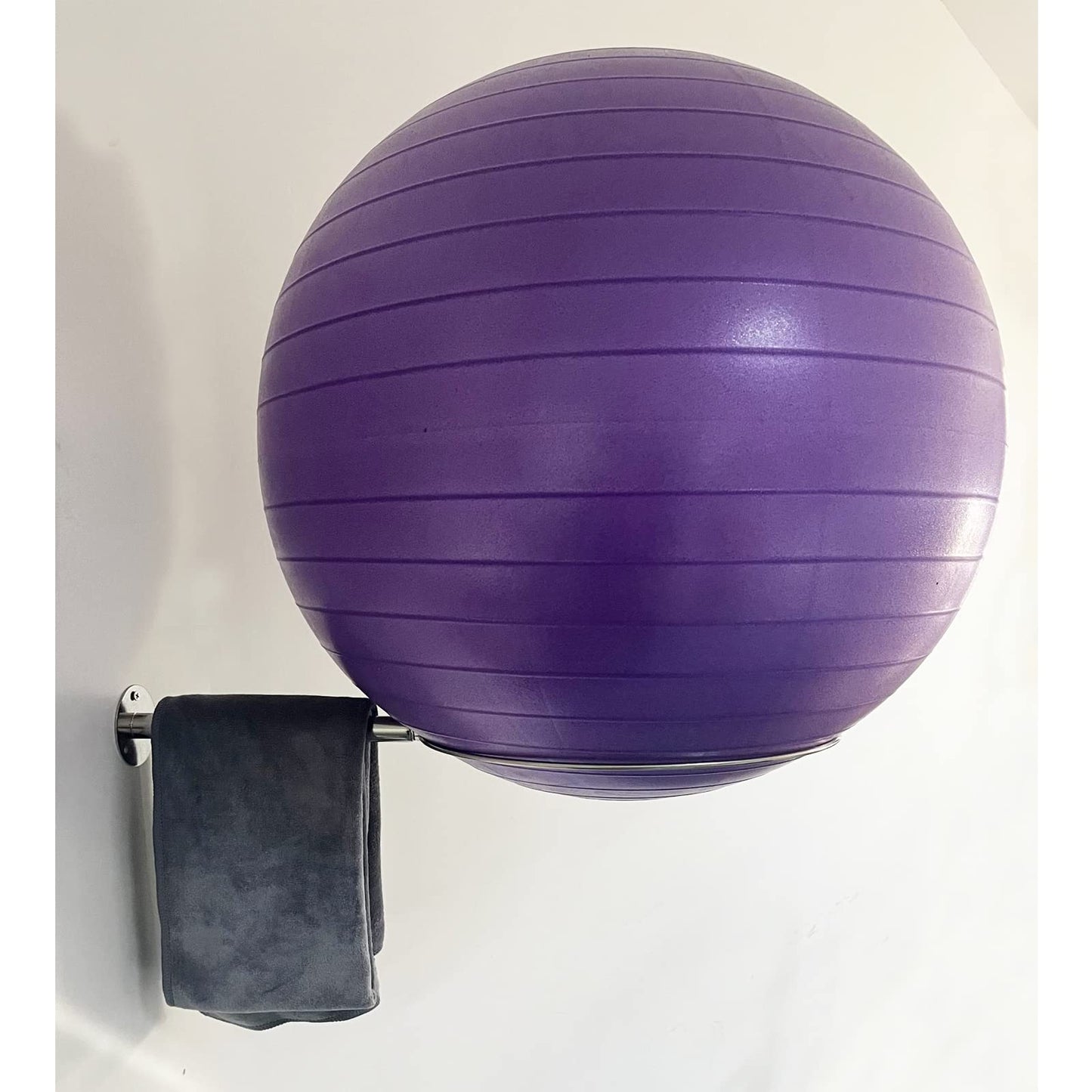 Wall Mounted Stainless Steel Exercise Ball Holder, Sturdy Yoga Ball Storage Rack, Stability ball Display Holder, for Exercise/Yoga/Stability Balls 32 cm to 86 cm (13" to 34"), With mounting screws