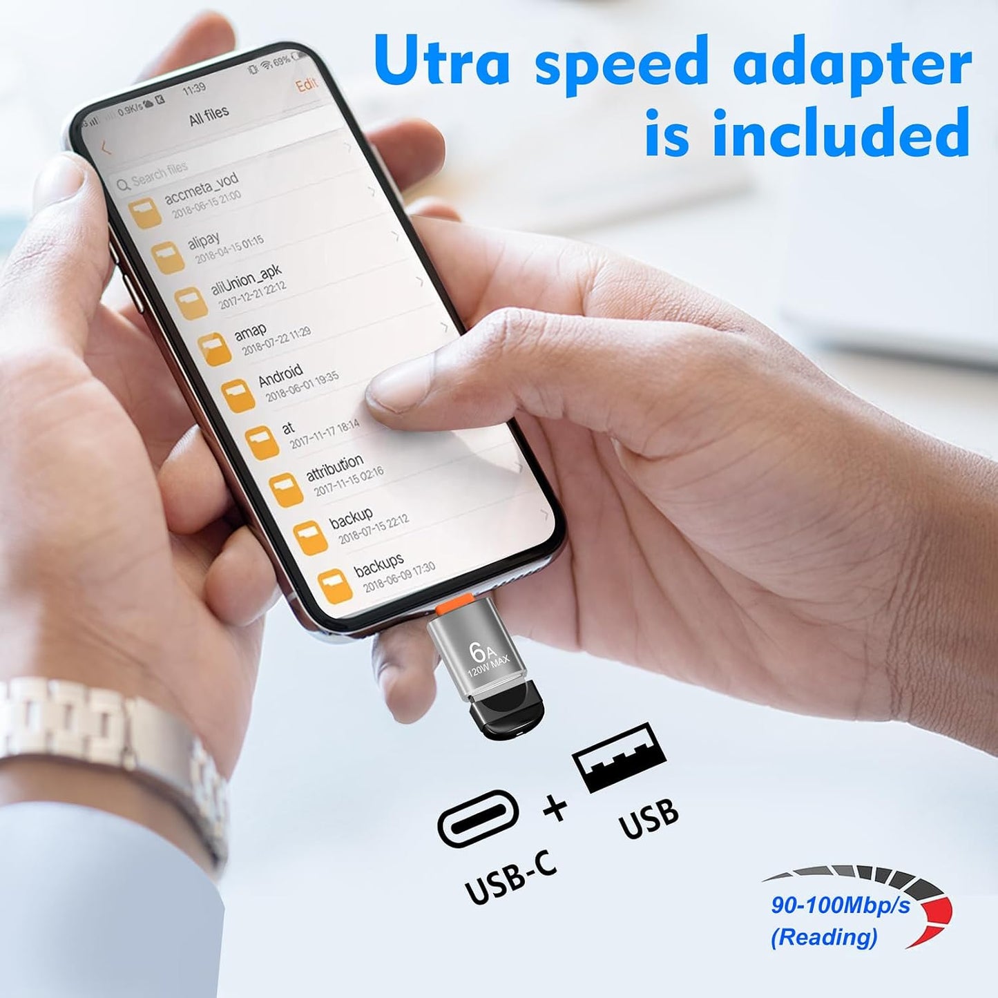 EASTBULL 16GB 5 Pack USB2.0 FAT32 16 5 Pack 1 Small Flash Drives Mini USB Drive with a USB-C Adapter, Mini Thumb Drive